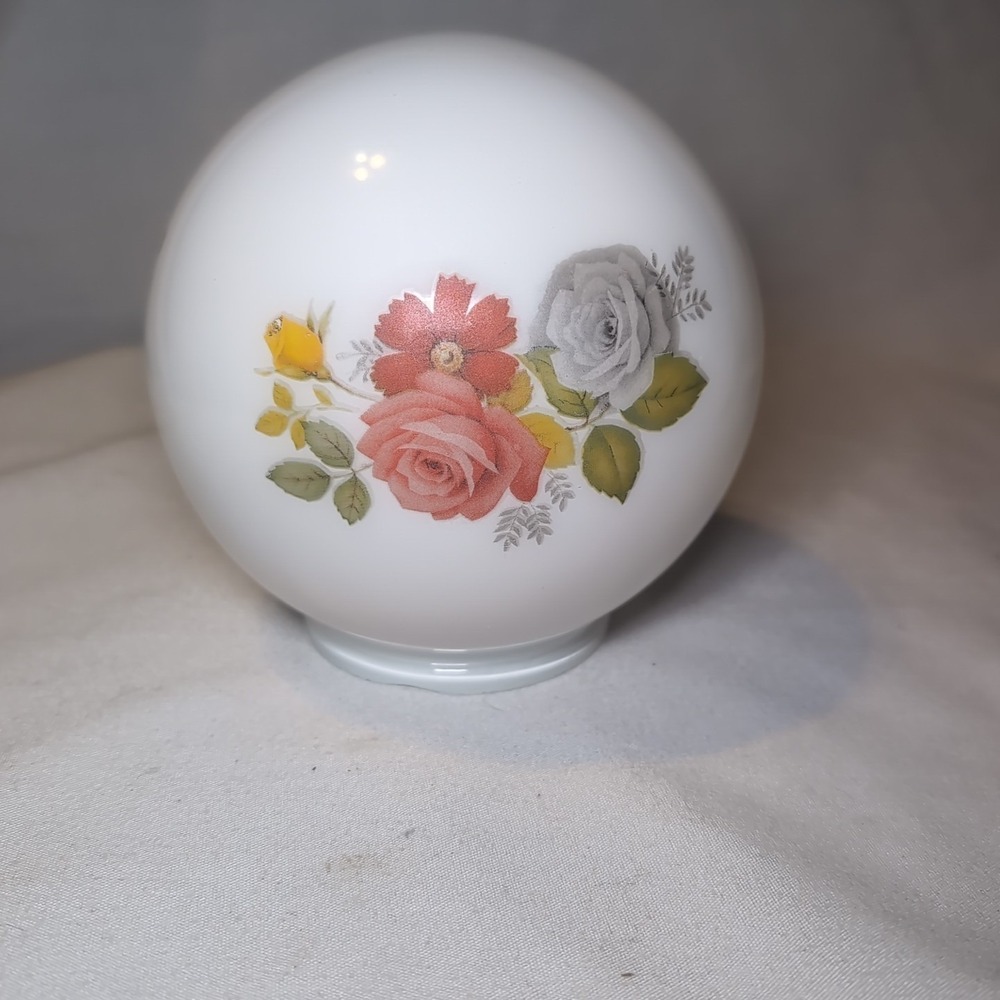 Vintage Lamp Shade Ceiling Fan White Glass Light Cover Globe W/ Flowers 3"